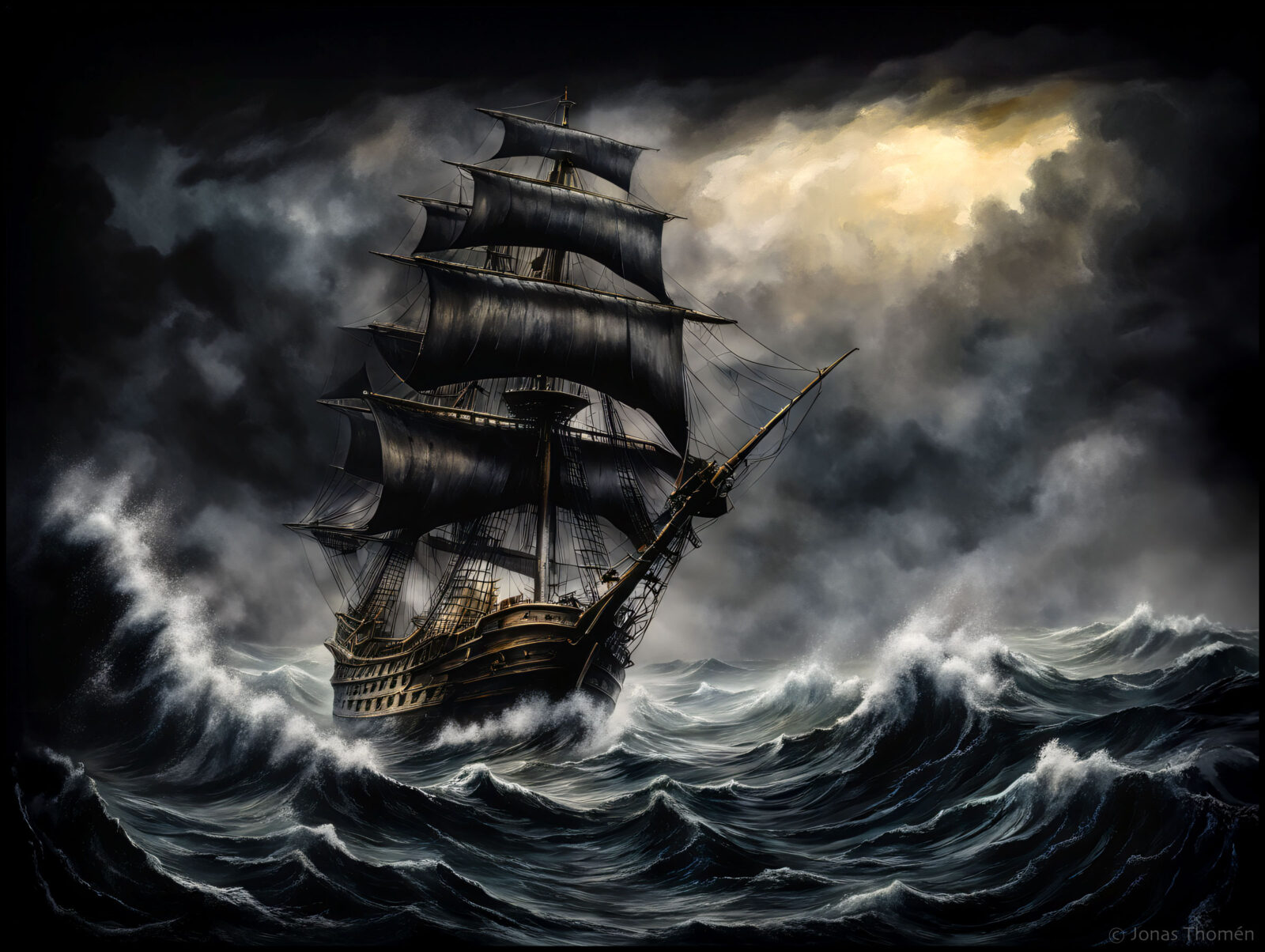 Black-sailed tallship