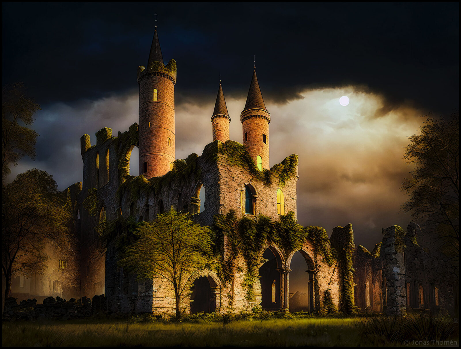 Slottsruin i månsken (Castle ruins in the moonlight)
