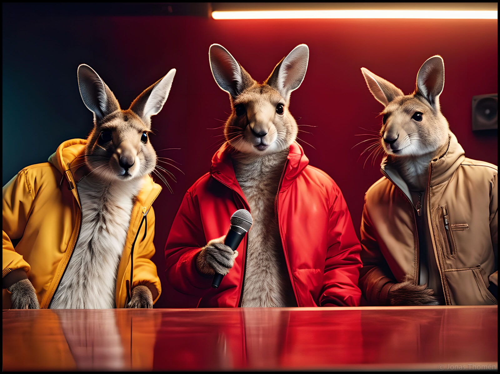 Three hiphop kangaroos